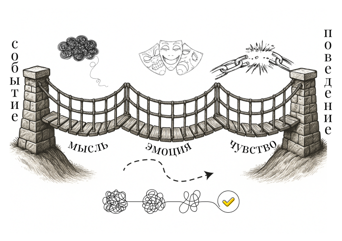 путь: Ситуация → Мысль → Эмоция → Чувство → Поведение