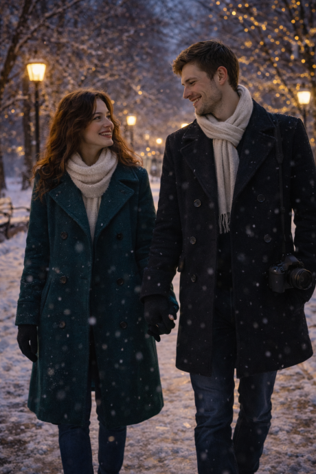 Под фонарём в снегу: случайная встреча в декабре