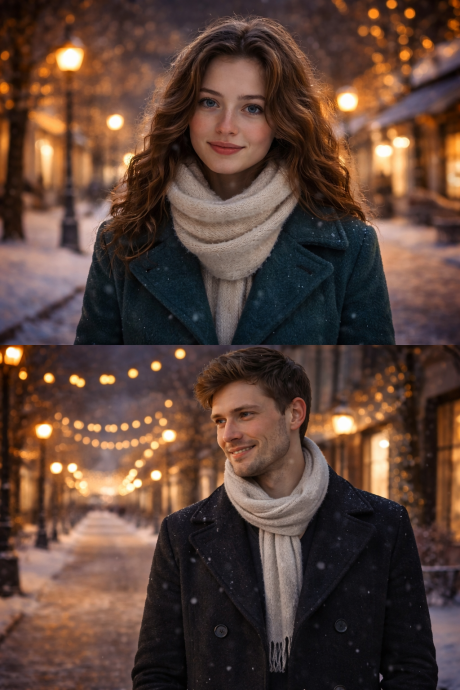 Под фонарём в снегу: случайная встреча в декабре